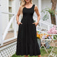 Women's Square Collar Pleated Sleeveless Dress