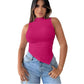 Solid Color Rib Fabric Thread Stretch Women's Sleeveless Knitted Top