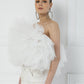 Ladies Fashion Mesh Slip-Neck Puff Top