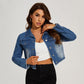 Veste courte en jean vieillie européenne et américaine