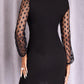 Robe fourreau à manches longues et taille élastique pour femme, coutures en maille à pois