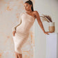 Asymmetrical-neck One-shoulder Long-sleeve Sheath Dress