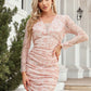 Elegant Lace Stitching Printing Hip Fold Dress