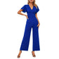 Lotus Leaf Flounced Sleeve Top Plus Straight-leg Pants Two-piece Set