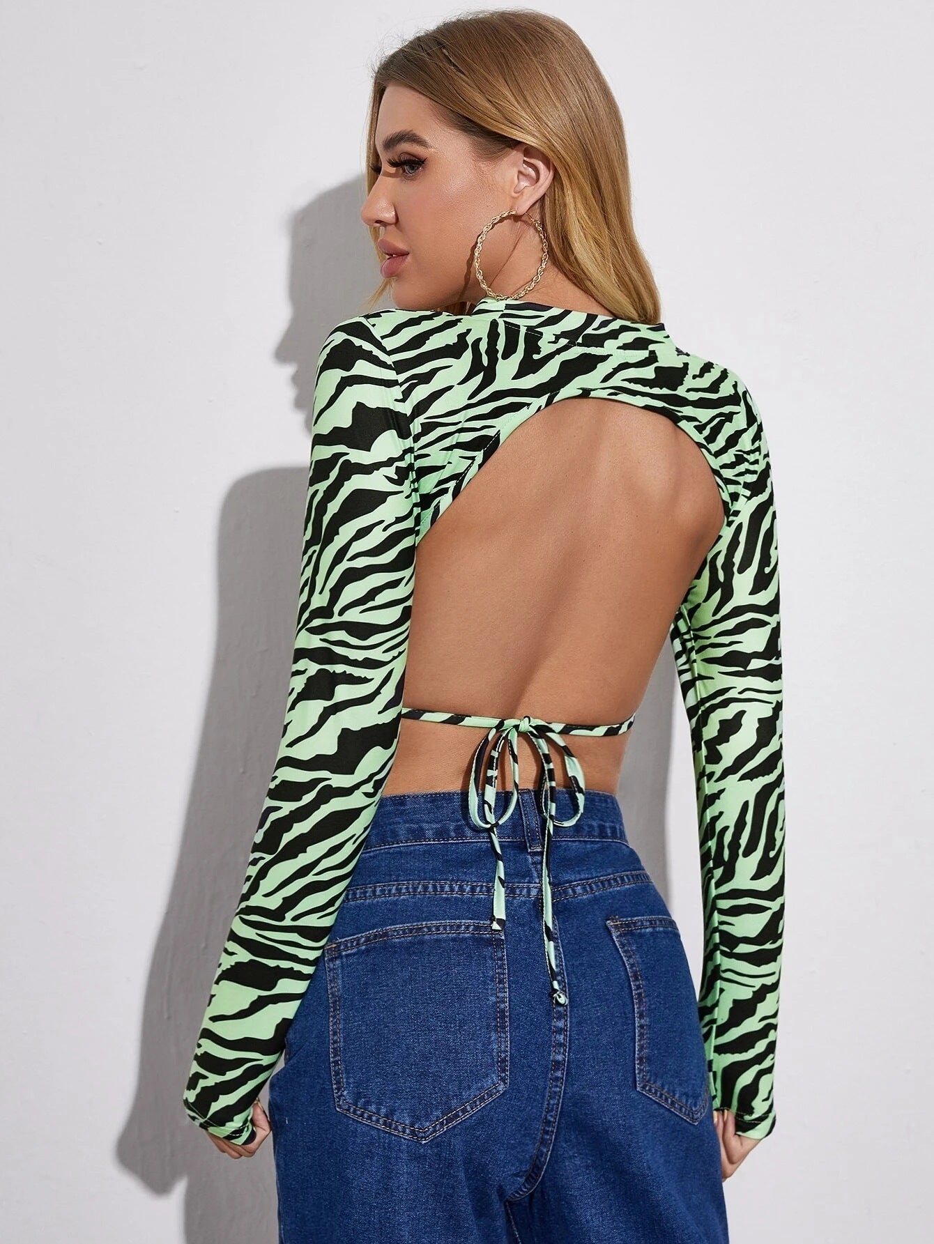 European And American Halter Lace Up Short Slim Top