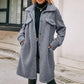 Trench-coat mi-long en peluche à simple boutonnage avec ceinture à revers