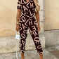 Women's Clothing Lapel Print Cargo Overalls