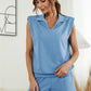 Women's Stand Collar Padded Shoulder Shorts Casual Suit