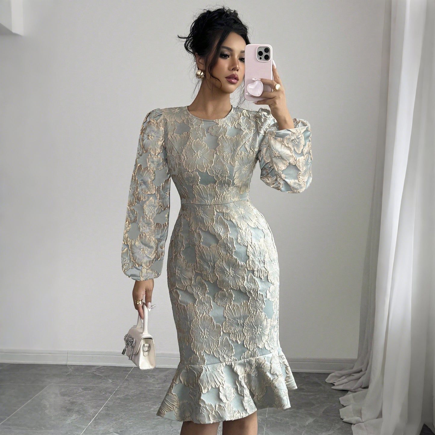 Fishtail Round-neck Elegant Figure-hugging Long Dress