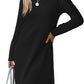 European And American Round Neck Slit Hemline At Hem Sweater Long Sleeve Casual Dress