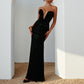 V-neck Velvet Tube Dress Figure-hugging Evening Gown Maxi Dress