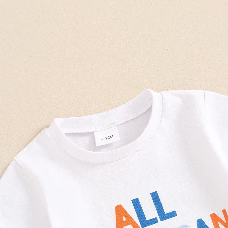 Ensemble t-shirt et short d'été à imprimé anglais pour bébé