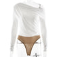 Off-the-shoulder Diagonal Neckline Fitted Long-sleeve Ruffled Bodysuit