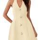 Elegant Halter V-Neck Sleeveless A-Line Mini Womens Short Party Gown