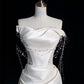 Satin Off-shoulder Fishtail Simple Welcome Yarn Pearl Dress