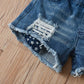 Girls' Spaghetti-strap Floral Print Jeans Suit