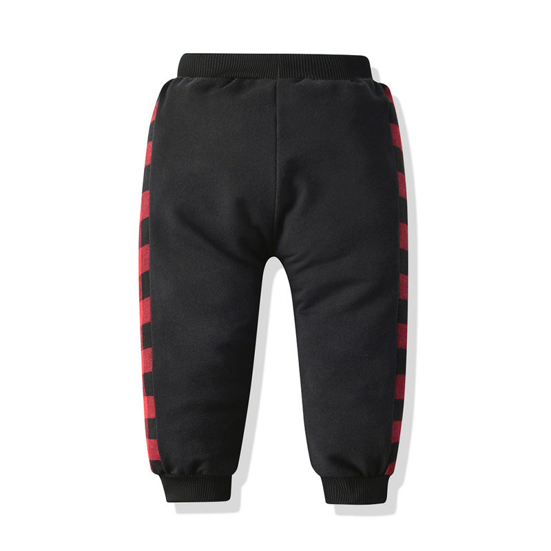 Pull deux pièces à manches longues avec coutures rouges et noires et pantalon tendance