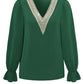 Women's V-neck Lace Ruffle Sleeve Loose Top