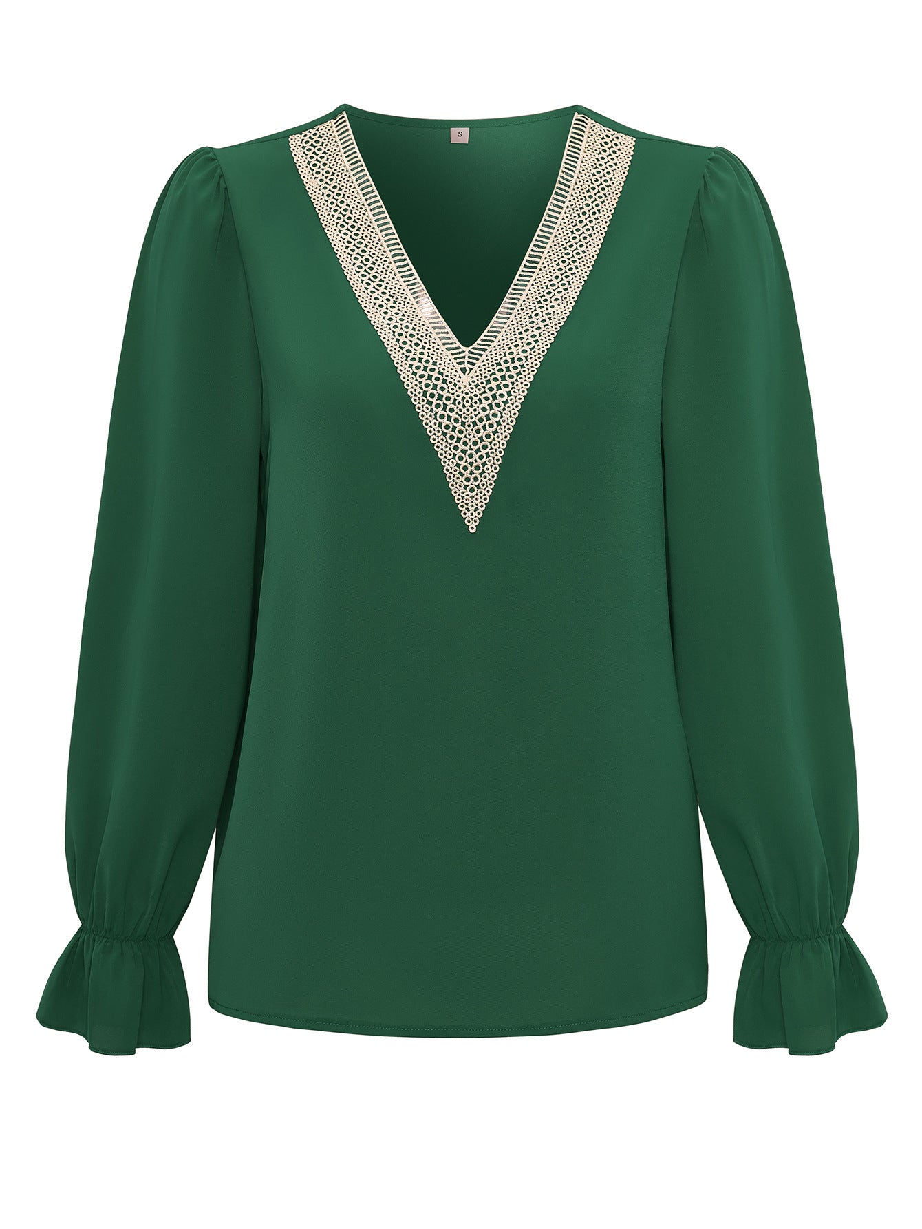 Women's V-neck Lace Ruffle Sleeve Loose Top