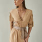 Fashion Offtheshoulder Loose Chiffon Western Style Lolita Tie Solid Color Shortsleeved Jumpsuit