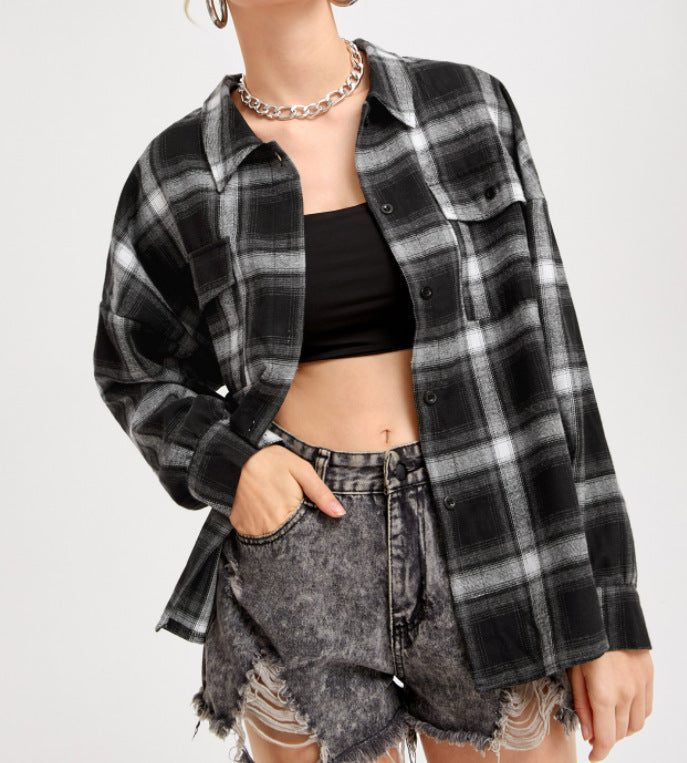Lapel Long-sleeved Temperament Multicolor Shirt