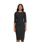 Round Neck Sheath And Fitted Waist Belt Slimming Dress