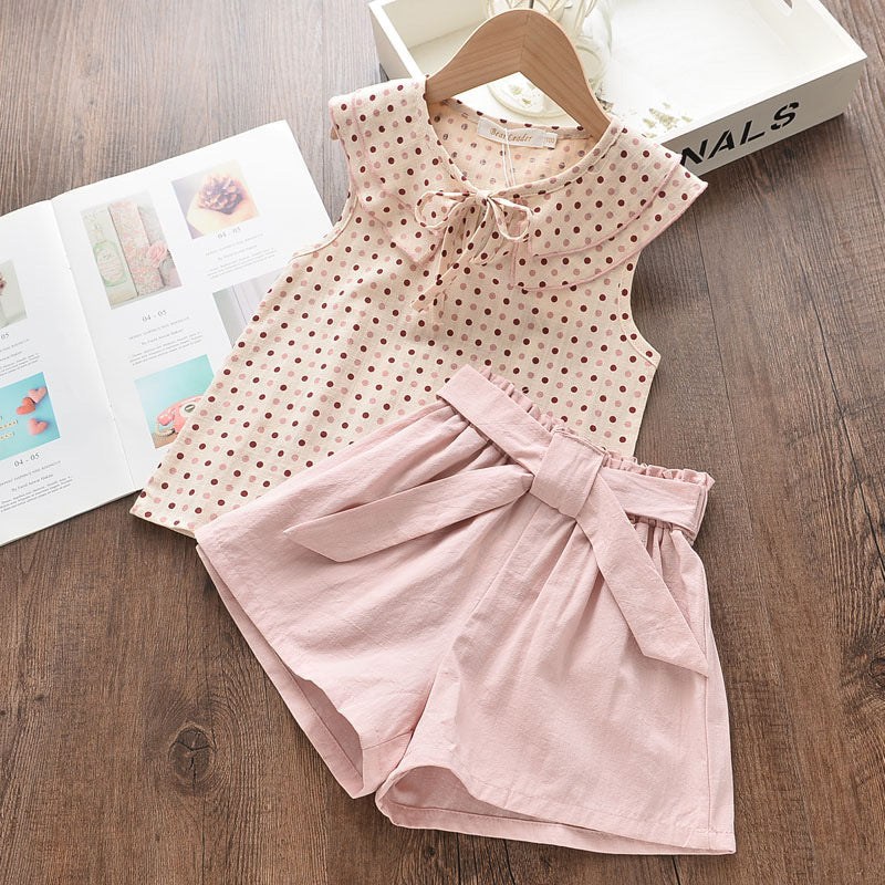 Ensemble deux pièces chemise et short sans manches pour enfants d'été