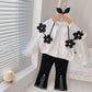 Lovely Big Flower Shirt And Bell Bottoms Two-piece Set