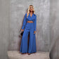 Costume deux pièces pour femme, pantalon long et large, tendance
