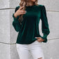 Velvet Pleuche Long Sleeve Smocking Cuff Top