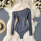 Diagonal Collar Strapless Long-sleeved T-shirt Women's