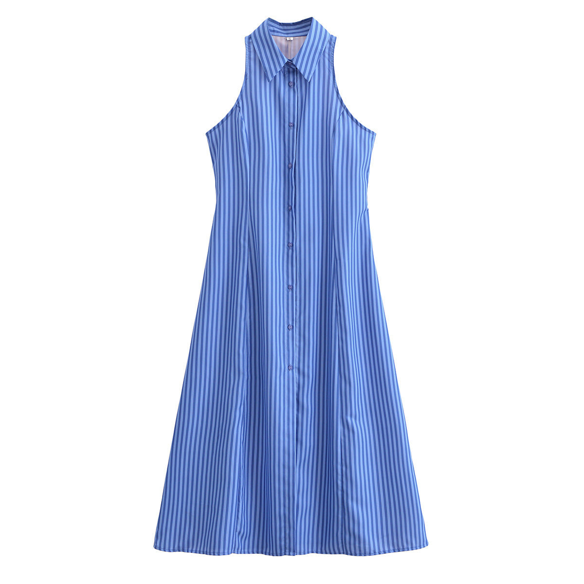 Striped Lapel Single Breasted Sleeveless Lace Up Slim Fit Dress Women