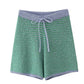 Loose Knitted Top High Waist Knit Shorts Suit