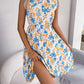 Spring And Summer Wooden Ear Flowers Cinched Pleated Dress
