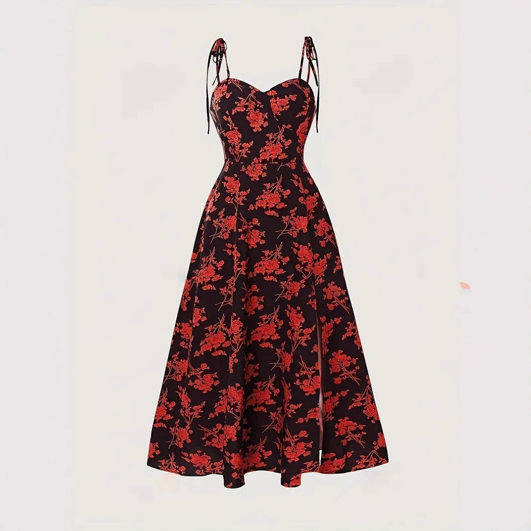Waist-tight Floral Slimming Sling Dress