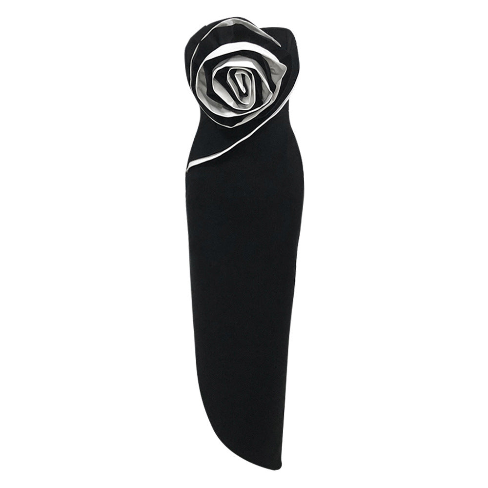Slim Fit Tube Top Maxi Dress Women's Large Flower Summer Bandage Dress