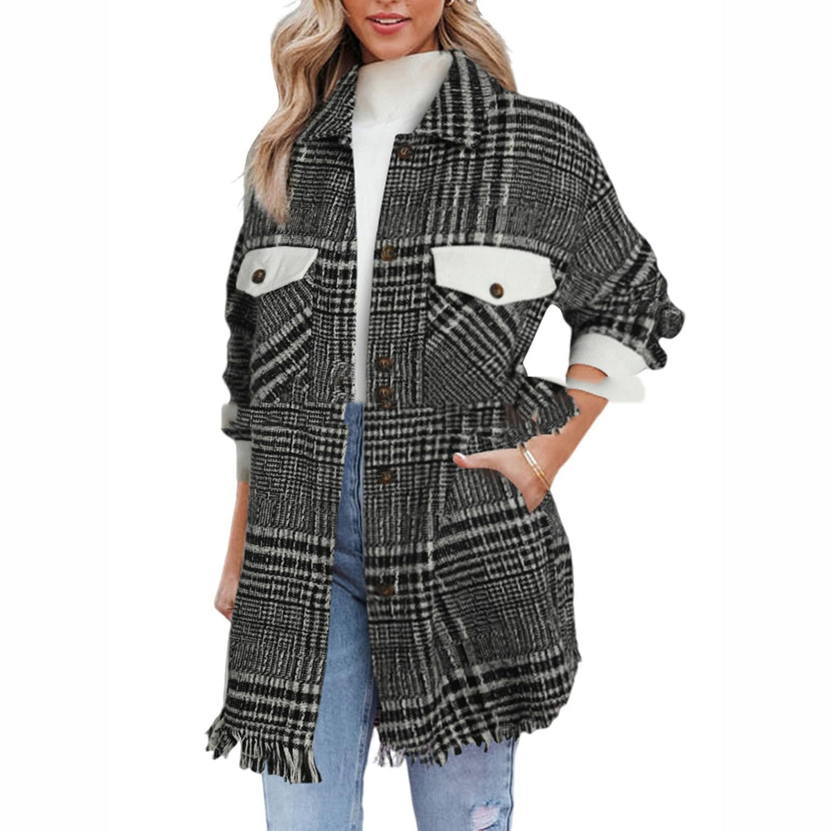 Single-breasted Long Sleeve Coat Women's Clothing