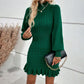 Fashion Women's Clothing Temperament Twisted Waist Solid Color Dress