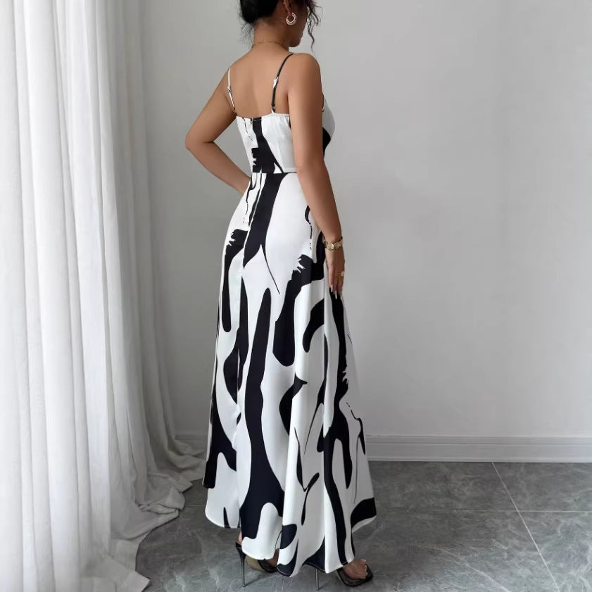 Women's Sexy Printed Side-Slit Slip Dress