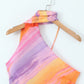 European And American Style Women's French Gradient Color Asymmetric Halter Slim Fit Backless Jumpsuit Skirt