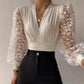 Fashion White Stitching Lace Casual Top