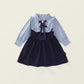 Fake Two-piece Korean Striped Contrast Color Long Sleeve Skirt