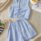 Elegant Striped Knit Tank Top And High-Waist Loose Shorts Set For Women