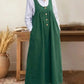 Loose Overalls Dress Casual U-neck Button Pockets Dresses Summer Spring Clothing