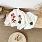 Fleece-lined Thickened Christmas Embroidered Stand Collar Sweater Trousers Suit