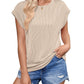 Solid Color Stripe Bat-sleeve T-shirt Summer Casual Loose Vest Tank Womens Clothing
