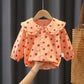 Chemisier à manches longues fraise, vêtements de printemps à la mode pour petite fille