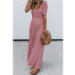 New Round Neck Short Sleeve Long Jumpsuit