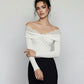 Sexy Lace-embellished Off-shoulder White Long-sleeve Bodycon Jumpsuit