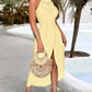 Hip-hop Street-style Asymmetric Sleeveless Halter Dress